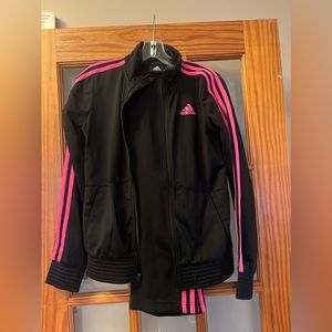 Matching adidas black and pink set for youth